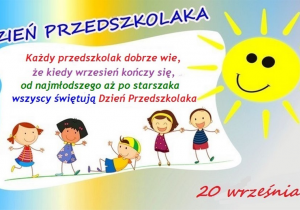 Plakat z życzeniami dzieci i słońcem.